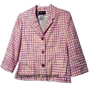 SAG HARBOR Jacket 8 8P P Pink Blazer Novelty Slubs
